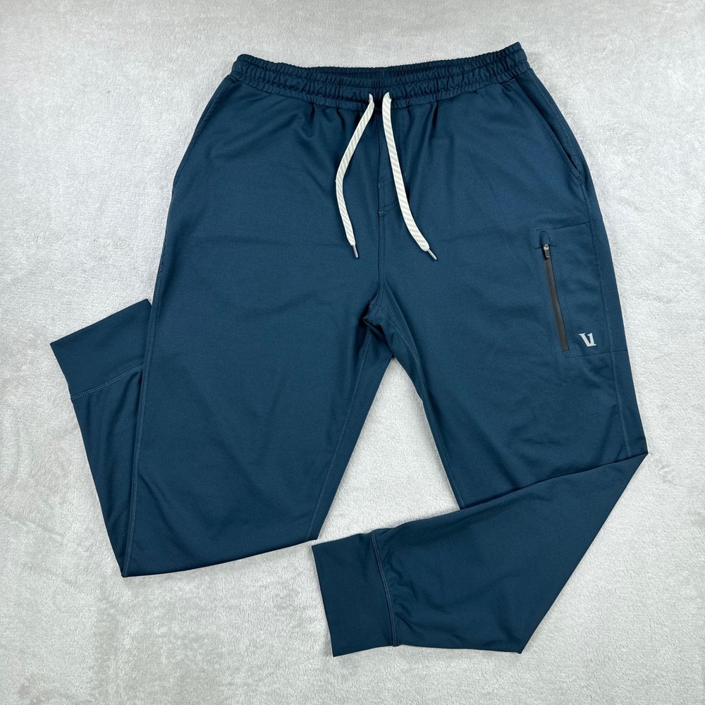 Vuori Sunday Performance Joggers Men Medium Indigo Blue Tapered Zip Pockets
